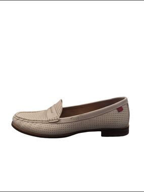 Marc Joseph New York Perforated Leather Loafers Ivory Slip On Size 9.5